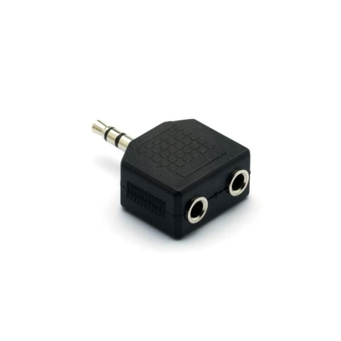Adaptateur audio doubleur de casque mini-jack 3,5 mm stéréo mâle / 2 x mini-jack 3,5 mm stéréo femelle G&BL - 225 Noir