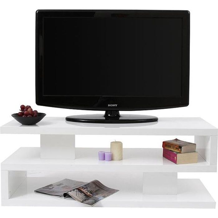 Meuble TV design laqué blanc NEXY