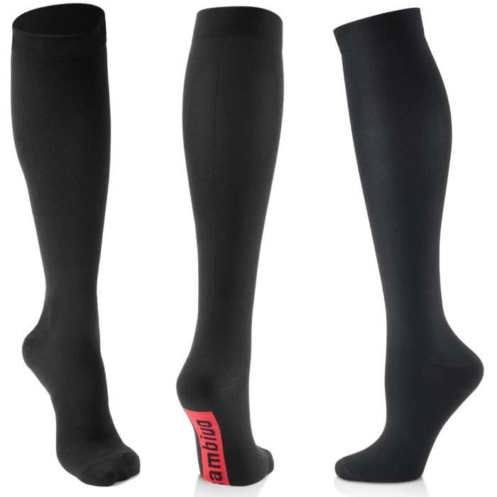 CAMBIVO Chaussette de Contention Homme et Femme 3 Paire, Bas de Contention, Chaussette de Compression Haute pour Sport, Running, Foo