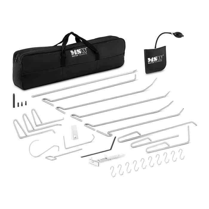 Kit De Débosselage Sans Peinture Tige DSP PDR Outils Carrosserie MSW (15 tiges DSP , Coussin de montage gonflable, Cale de montage)