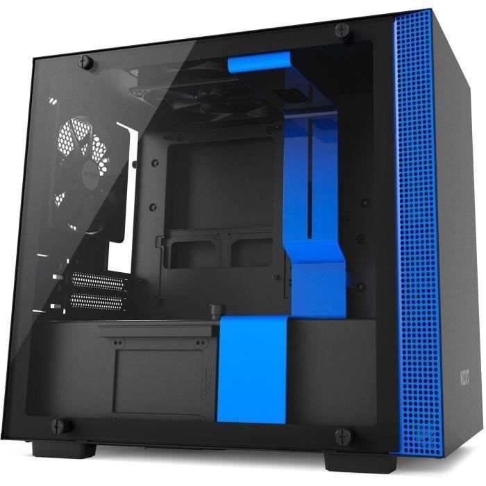 NZXT Boîtier PC H200 - Mini-ITX - Panneau en verre trempé - Noir et bleu