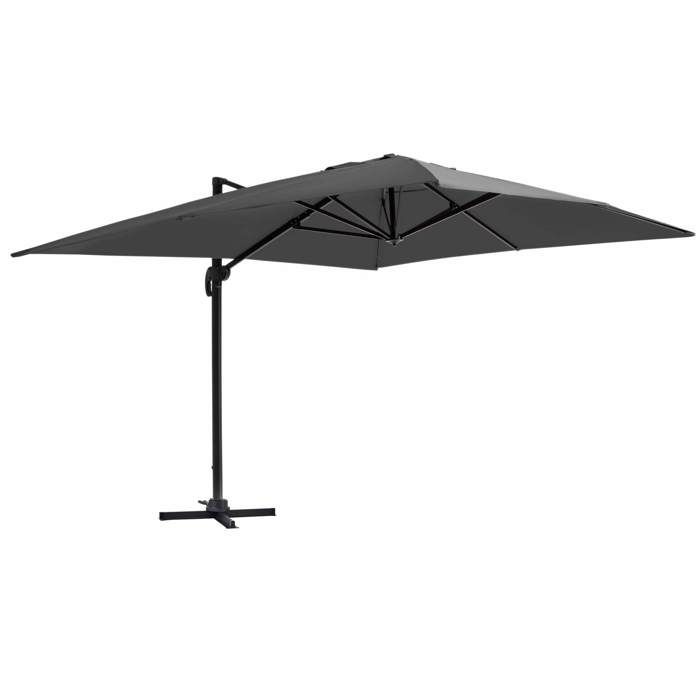 Parasol déporté rotatif, structure en aluminium, 4x3m modèle Caserta Gris