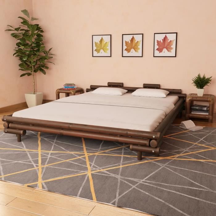 Cadre de lit Marron foncé Bambou 180 x 200 cm