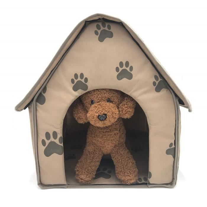 ® Niche Chien Motif d'Empreinte Pliage Détachable Canapé Lit Corbeille Matels Coussin Chenil Maison pour Chien Petit ChiYD656916