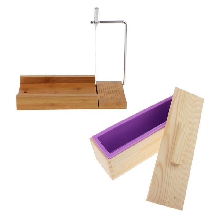 BoîTe en Bois, Moule à Pain de Savon en Silicone et Trancheuse à Fil pour Coupeur de Savon, pour Outils de Fabrication de Savon -