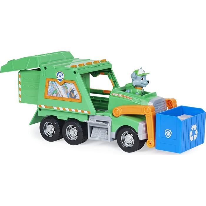 PAT PATROUILLE - CAMION DE RECYCLAGE DE ROCKY REUSE IT Paw Patrol - 6060259 - Figurine Rocky incluse - jeu enfant