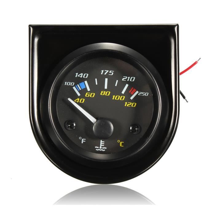 52mm 12V Voiture Universal Eau Temperature Gauge Tableau Jauge 100-250℉,40-120℃
