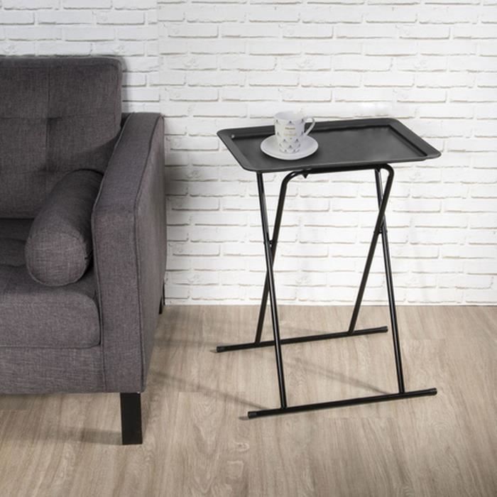 Table d'appoint pliable design Zoé - L. 53 x H. 66 cm - Noir