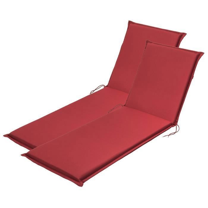 Traumnacht Confort Coussin pour fauteuil à dossier haut, Lot de 2, Outdoor, Rouge, 190 x 58 x 6 cm