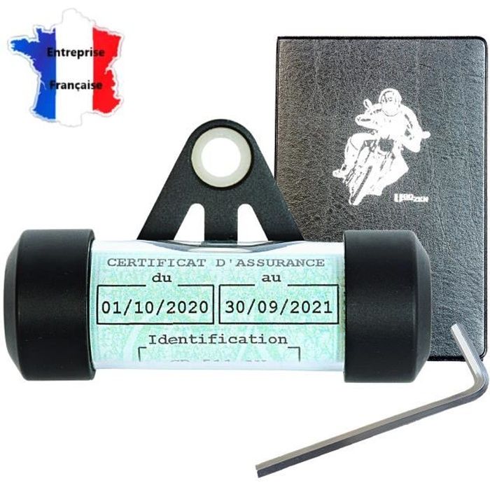 Porte Vignette Assurance Moto + Pochette Carte Grise, Accessoires Moto Support De Vignette Assurance Etanche Noir