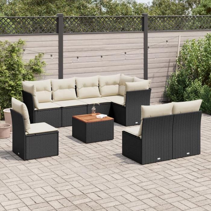 VidaXL Ensemble Salon de Jardin 9 Pièces avec Coussins Aluminium - vue 4