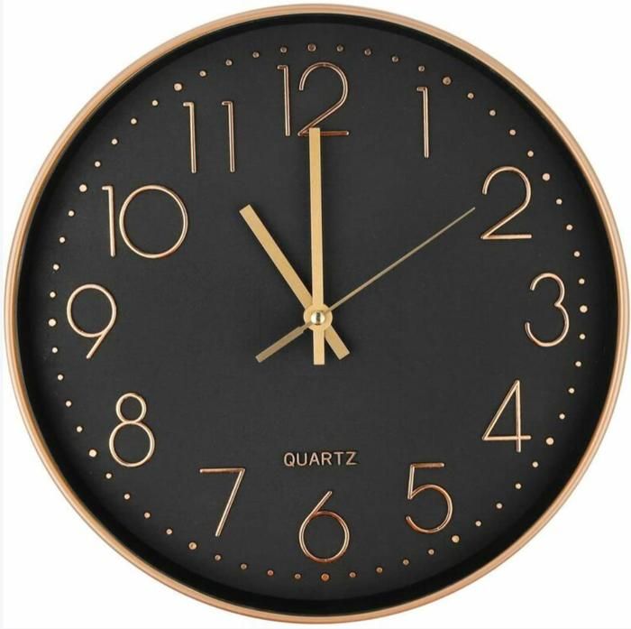 Horloge Murale Moderne Silencieuse à Quartz 30cmChiffres Surdimensionnés Ronde Murale Horloge(Or Rose)