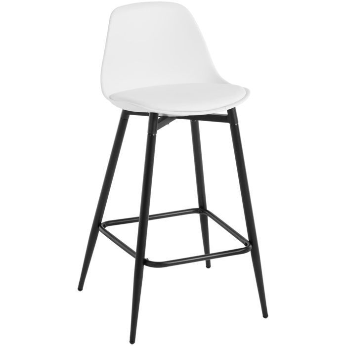 Tabouret Bar - Klihome - Tabouret de Cuisine - Siège Rembourré en PP - Blanc W0ATT0660-1