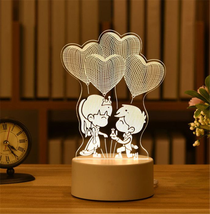 Lampe LED 3D en acrylique Love Romantique pour la maison veilleuse pour enfants lampe de table décor de fête danniversaire-13