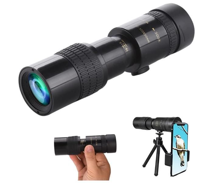 Télescope monoculaire zoom 4K 10-300x40 mm, télescope voyage pour