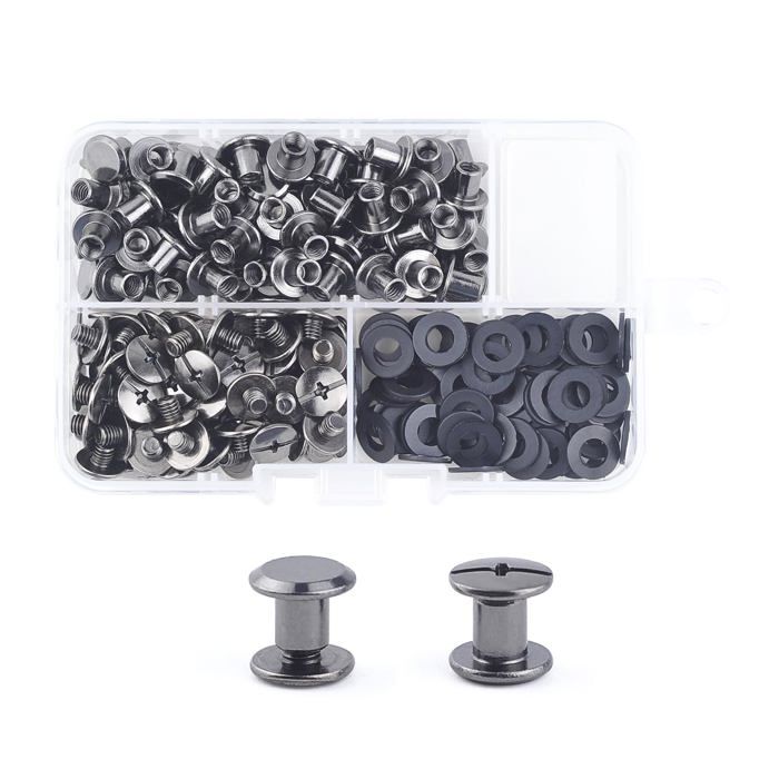 Viti Chicago M5x6mm Nero - Set 80 Pezzi Per Fai Da Te In Pelle E Legatoria - Foto 14