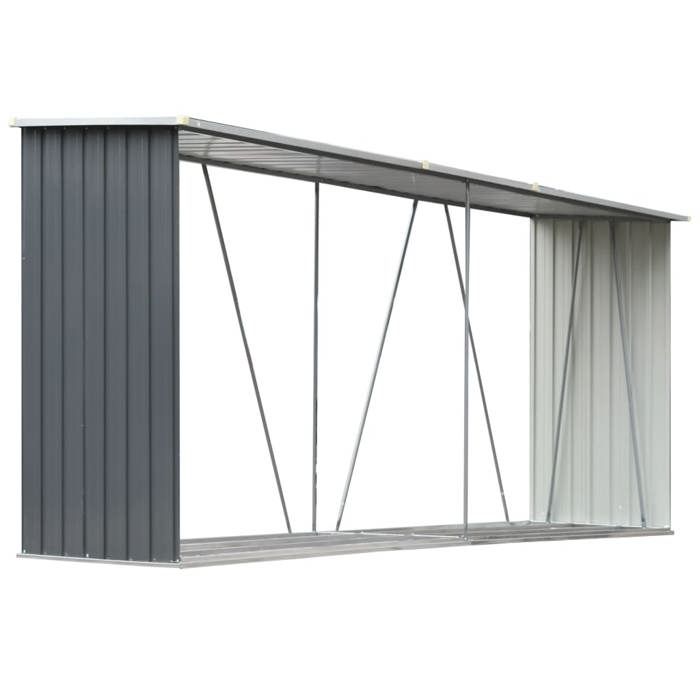 SALE 2025Abri de stockage de bois Acier galvanisé 330x84x152 cm Gris chill679305