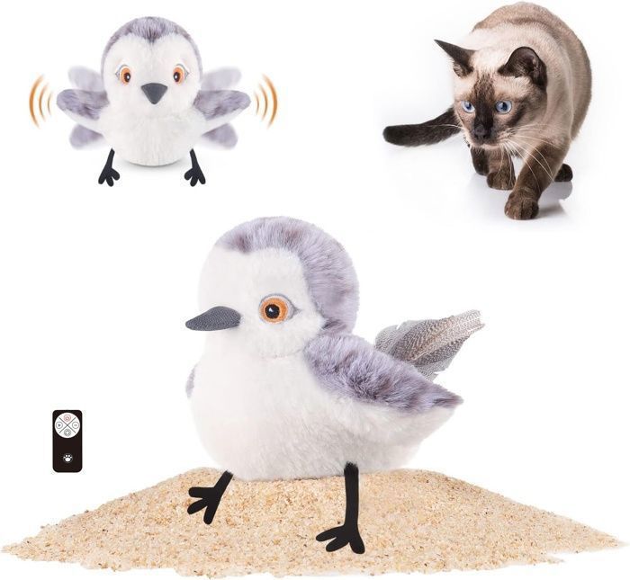 Meilleurs prix pour Jouets pour Chat Oiseau battan, Bécasseau réaliste gazouillant , Jouet à l'herbe à Chat Avec télécommandes et activé par Toucher