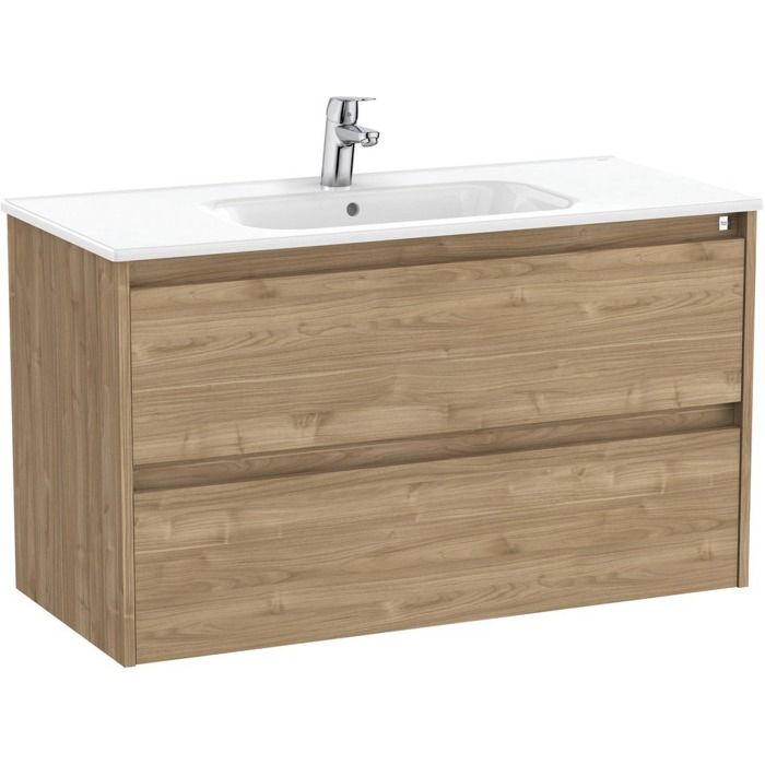 Ensemble meuble Tenet Unik 2 tiroirs lavabo - Roca - Noyer - 80cm