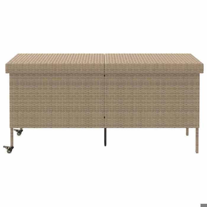 RemiseCoffre meuble de jardin Boîte rangement jardin roues beige 160 x 55 x 75 cm résine tressée JILIMAISON2025 28275150