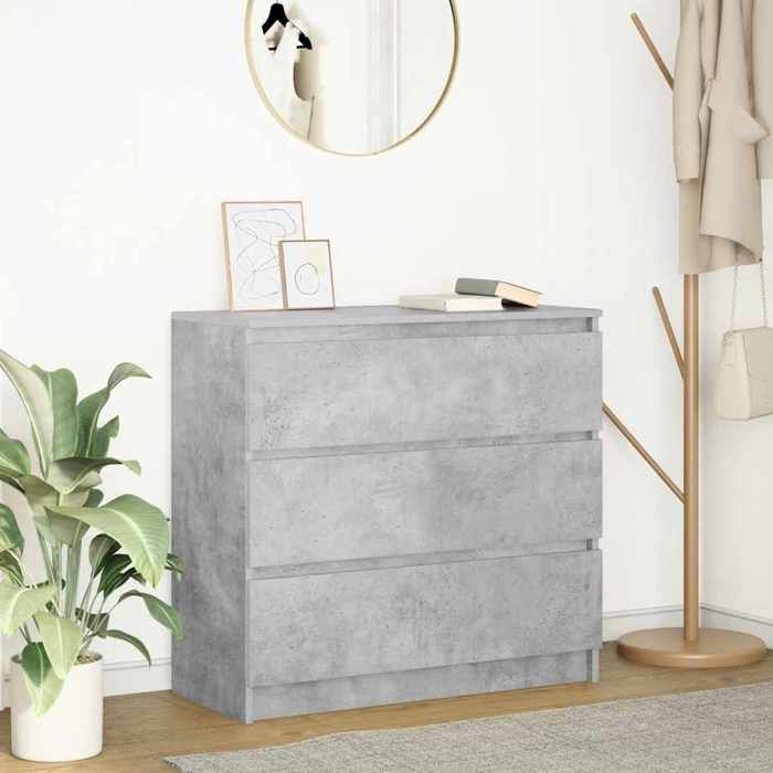 vidaXL Buffet gris béton 80x35x76 cm bois dingénierie meuble de rangement meuble de rangement de cuisine meuble de 861736