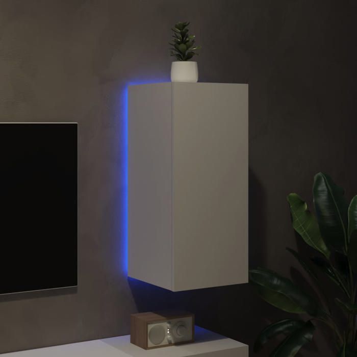 XINWO Meuble TV，Armoire TV Banc TV - mural avec lumières LED - blanc 30 5x35x70 cm @614