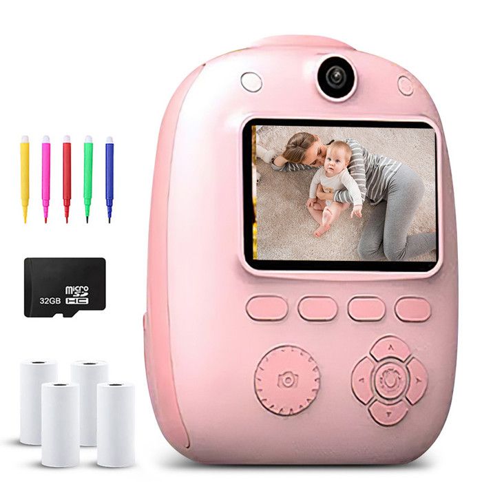 Appareil Photo Instantané Enfant Avec Impression Caméra Numérique Jouet 2 Pouces HD Double Objectif 26MP Vidéo 1080P Mini