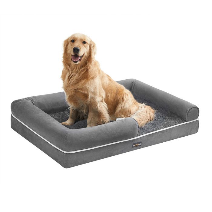 Comparer les prix de Panier Orthopédique pour Chien - Feandrea - Gris Clair - 106x76x18 cm - Housse Lavable