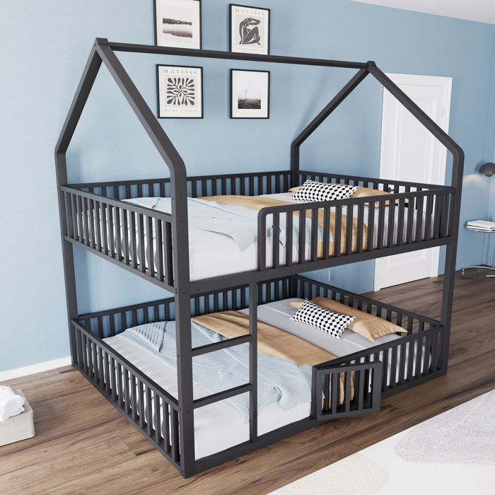 Stärkes Material Lit détage pour enfants 140*200 Lit double en métal Lit familial pour enfants Lit détage avec escalier Desi