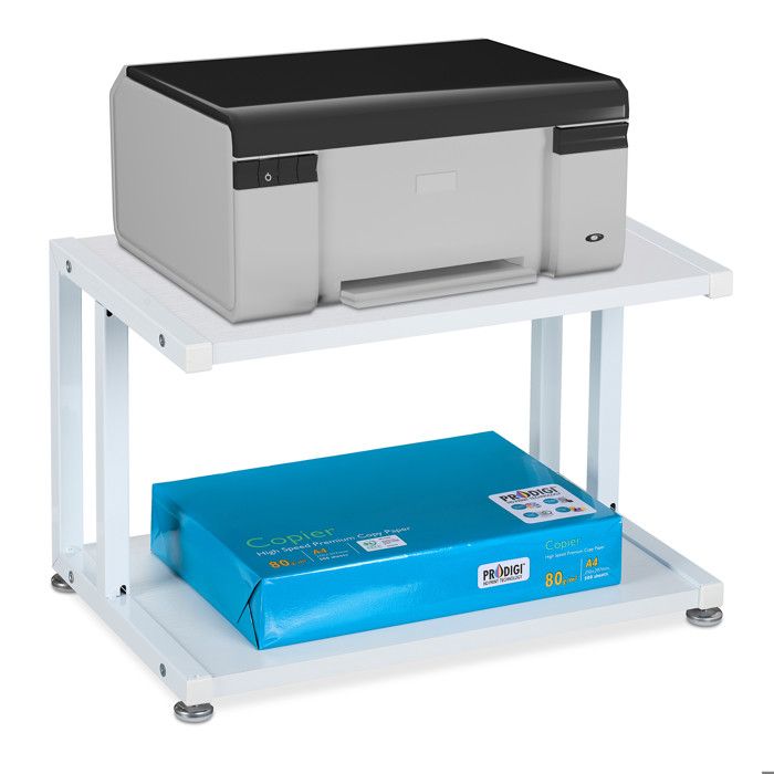 Relaxdays Support dimprimante 2 niveaux pour votre espace de travail H x L x P : 28 x 45 x 28 cm blanc