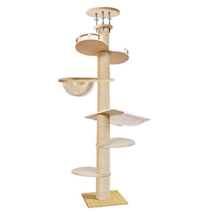 Meilleurs prix pour Arbre à  Chat du Sol au Plafond Arbre à Chat Réglable en Hauteur 6 Niveaux pour Haut et Robuste pour Intérieur Extérieur