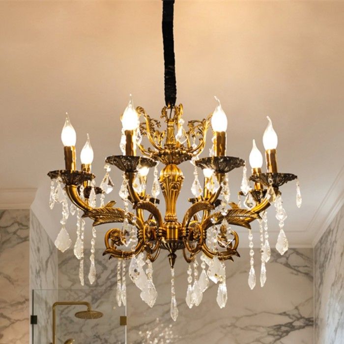 Lustre en métal noir antique 8 x E14 ampoules