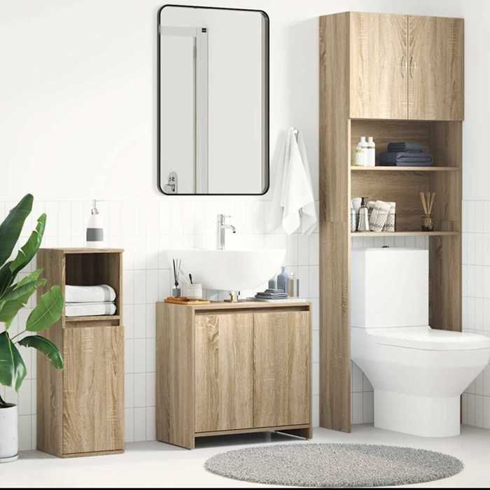 Armoire de salle de bain - vidaXL - Chêne sonoma - Bois dingénierie - 60x33x61 cm - 1 compartiment - 2 portes
