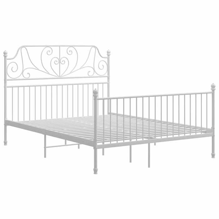 Black FridayLit Adulte/enfant contemporain - Structure de lit 2 Personnes - et tête de lit sans matelas - blanc 160x200cm métal