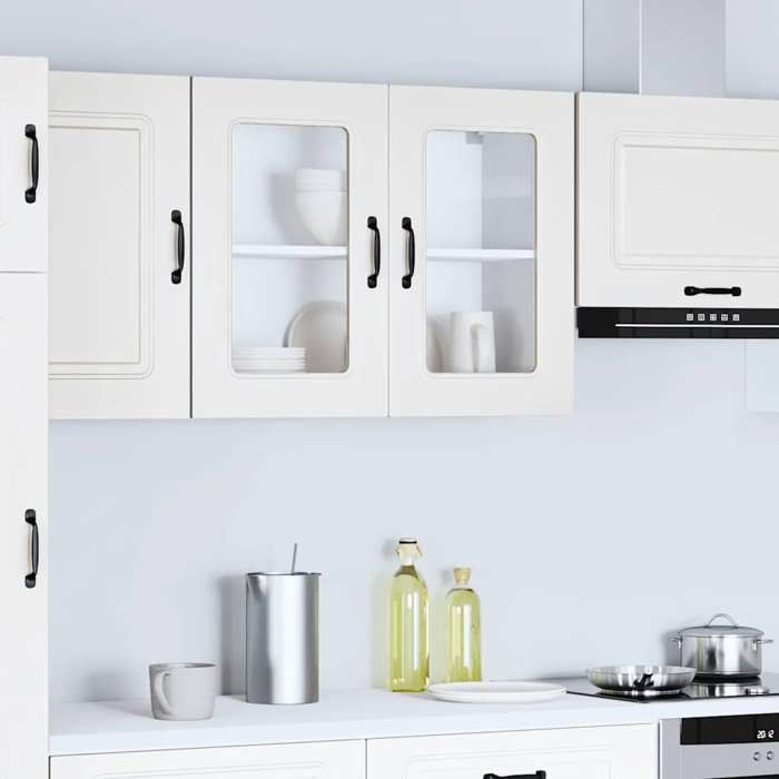 Armoire murale de cuisine - vidaXL - Kalmar - Blanc - Bois dingénierie et verre - 80x31x60 cm - Capacité 80 kg