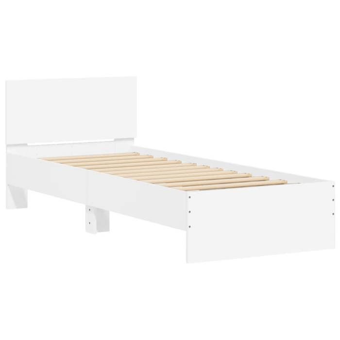 Blanc 90 x 200 cm - Lit Bois - stables et durable - Cadre de lit - matelas non inclus - avec tête de lit blanc 90x200 cm 001_693571