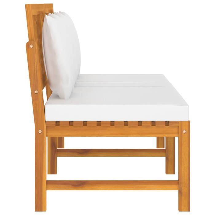 Sale 2026 Lit de repos de jardin - BURKE - Lit dextérieur - avec coussin - crème 200x60x75cm Bois dacacia solide Cc1318