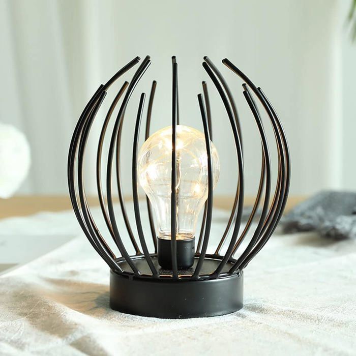 Lampe De Nuit Design - Sans Fil - Alimentation Pile - Style Rétro - Pour Chambre, Bureau - 8 X 13,8 Cm
