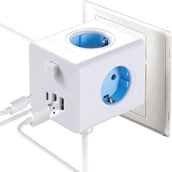 Mini Multiprise Multiprise 7 en 1 avec USB, multiprise portable avec interrupteur ...