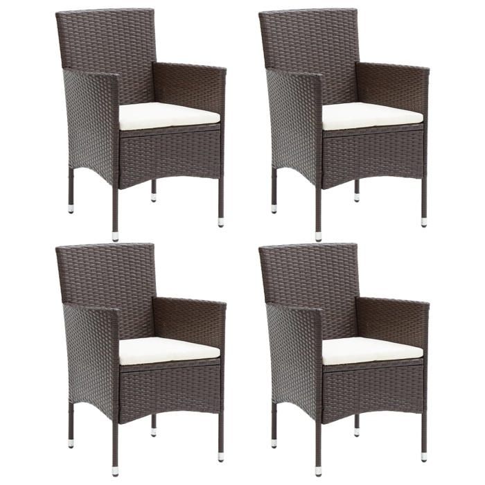 SALE 2026 Chaise de jardin Brun - Chaises à manger de jardin lot de 4 Résine tressée Marron PRO551765972