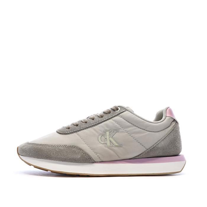Calvin Klein Baskets Grises/Roses Femme Calvin Klein Jeans Retro
