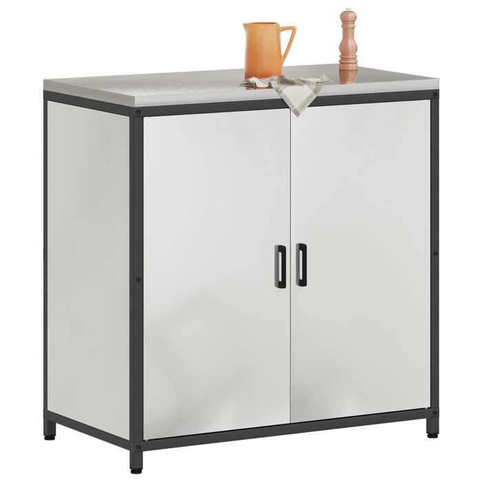 Vaisselier/Buffet de cuisine - Rustique Rangement de cuisine avec étagère Argent 90x50x92 cm Acier@692622