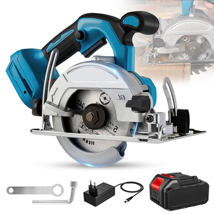 Scie circulaire sans fil - 1x20Ah & lames 125 mm - Laser 10800r/min - angle réglable 0 à 45° - 1000W 5 pouces Scie circulaire