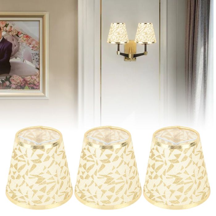 3pcs abat-jour tissu – Nosheir – E14 clip-on Ø14 cm – Lumière douce – pour chambre bureau hôtel – doré