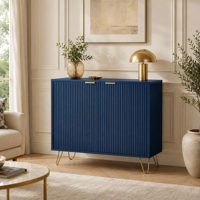 Buffet de cuisine 80x40x78 cm ave 2 portes buffet pour salon salle à manger bleu