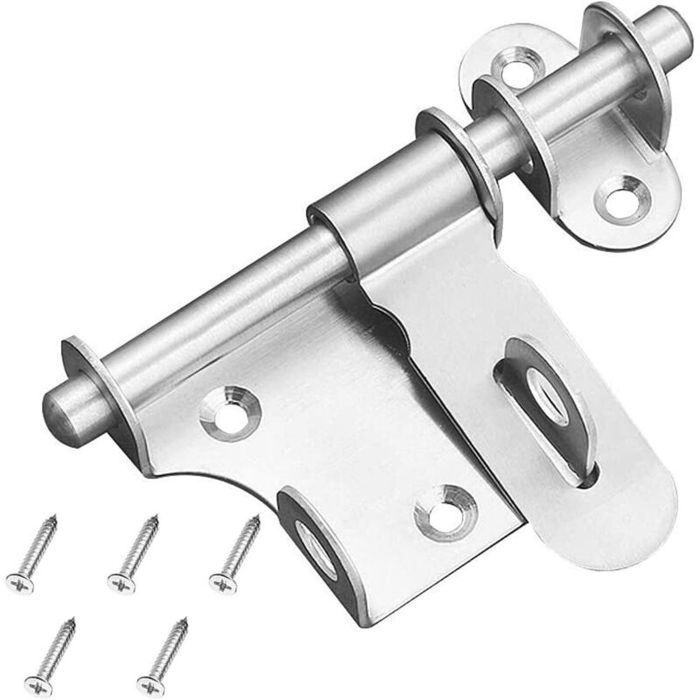 Loquet de porte coulissante en acier inoxydable épais robuste et durable avec trou pour cadenas pour salle de bain ou cuisine.