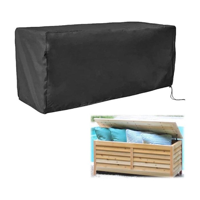 Housse de coffre de rangement extérieur imperméable 123x62x55 cm protection UV tissu Oxford noir