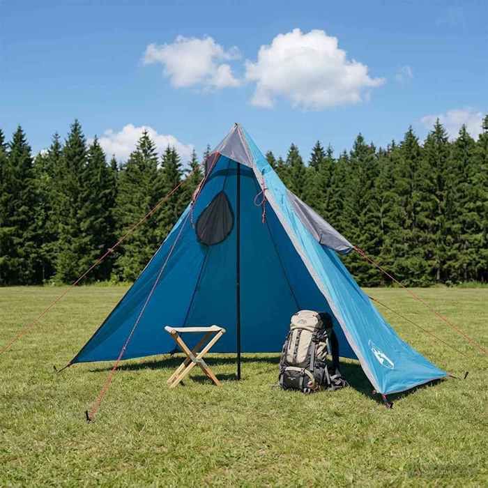 vidaXL Poncho de pluie 2-en-1 avec capuche Bleu 262 x 126 x 130 cm 42017407