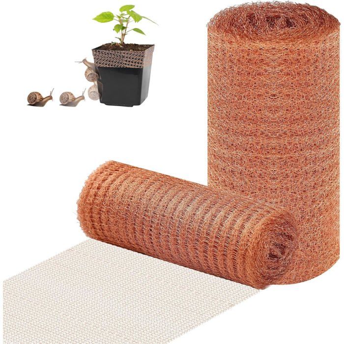 2 Rouleaux de Filet Cuivre Anti Limace (Total 16 M) 12 7 cm de Large Filet Anti Limaces Et Escargots Double Grillage (10M+6M)