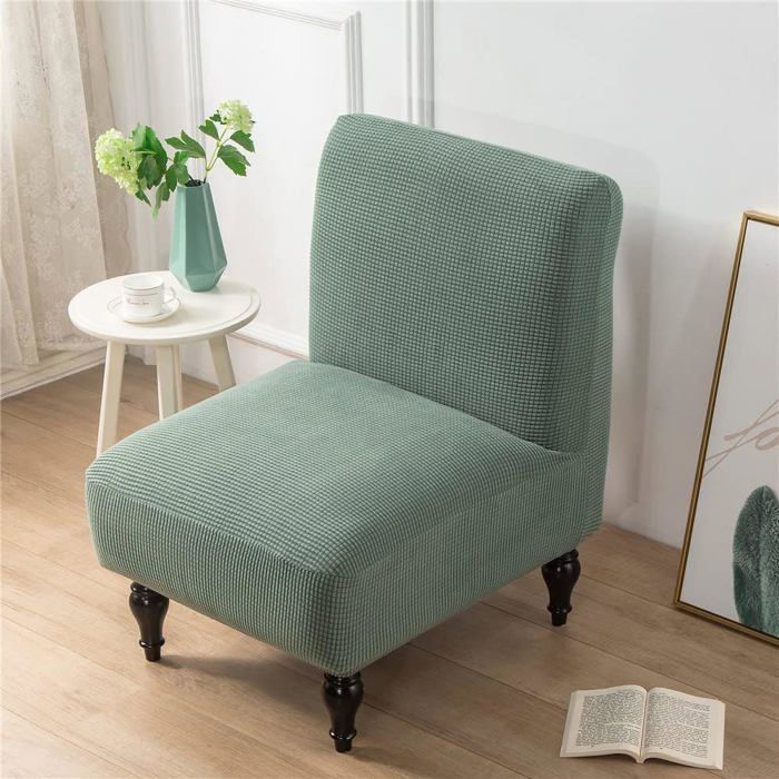 Extensible Jacquard Housses de Chaise sans Accoudoirs Housse de Fauteuil pour Accent sans Bras de Grande Taille (Olive Verte)